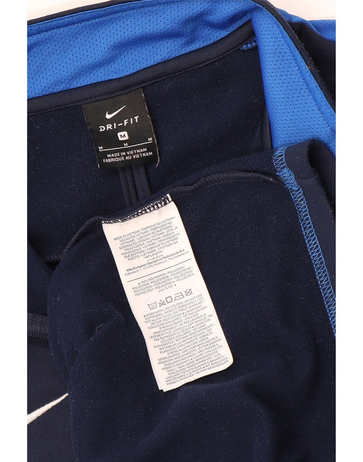 NIKE Felpa da uomo Dri Fit con collo con zip, maglione medio, blu navy, color block