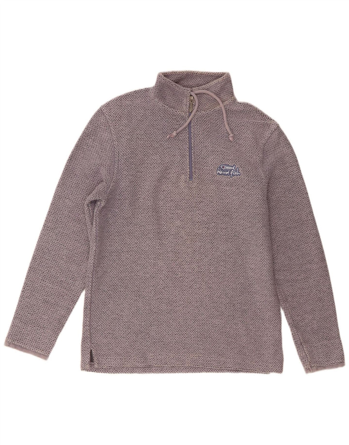 Felpa da uomo con collo con zip Weird Fish, maglione in cotone chiazzato grigio medio