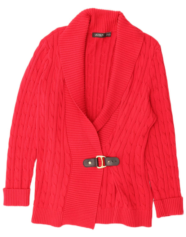 Maglione cardigan lungo da donna Ralph Lauren UK 18 XL cotone rosso