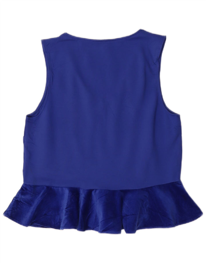 J. CREW Camicetta senza maniche da donna UK 14 Large Blu Viscosa