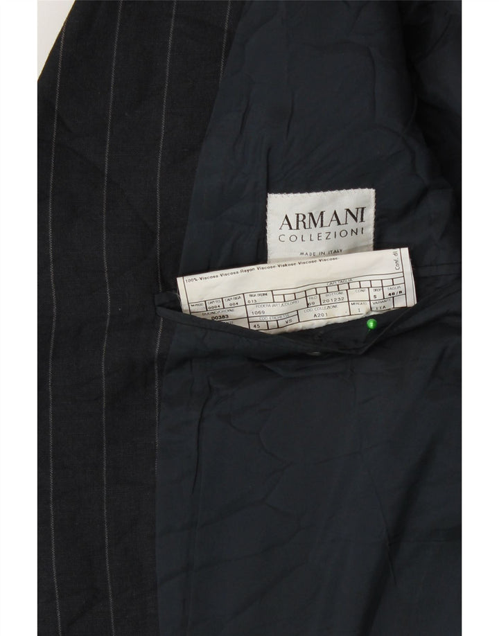 Giacca blazer da uomo Armani Collezioni IT 48 piccola gessata blu navy