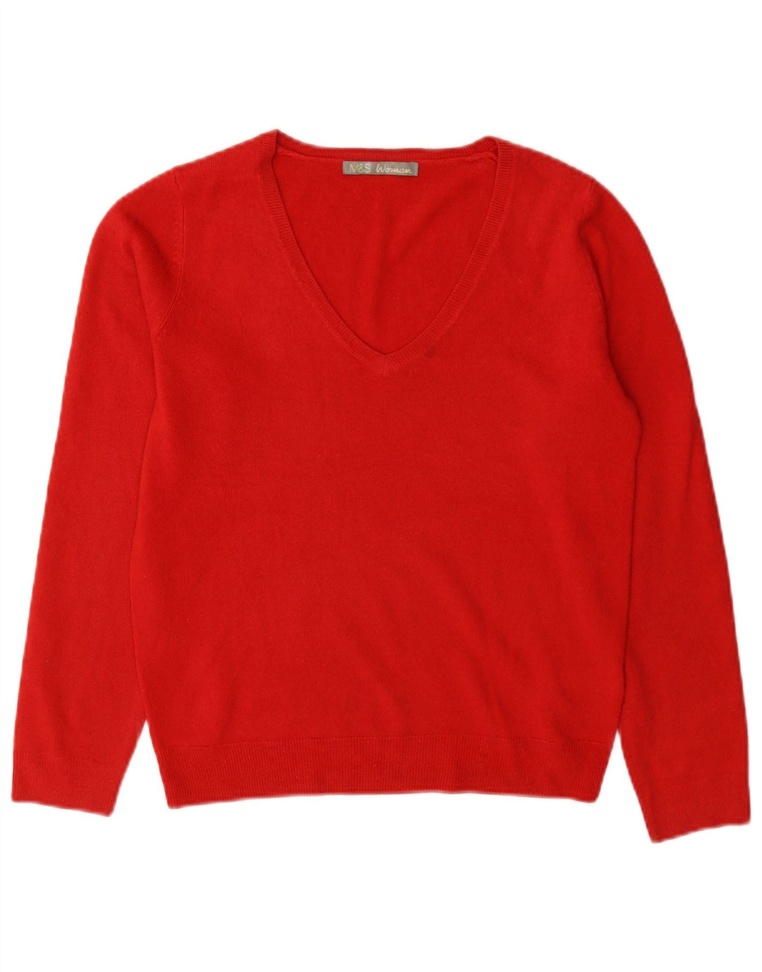Maglione con scollo a V da donna Marks & Spencer UK 8 piccolo acrilico rosso