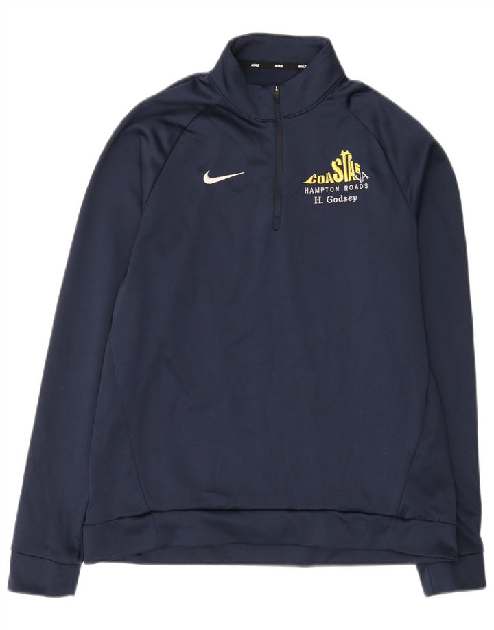 Felpa Nike da uomo Dri Fit con zip e collo, piccola, in poliestere blu navy