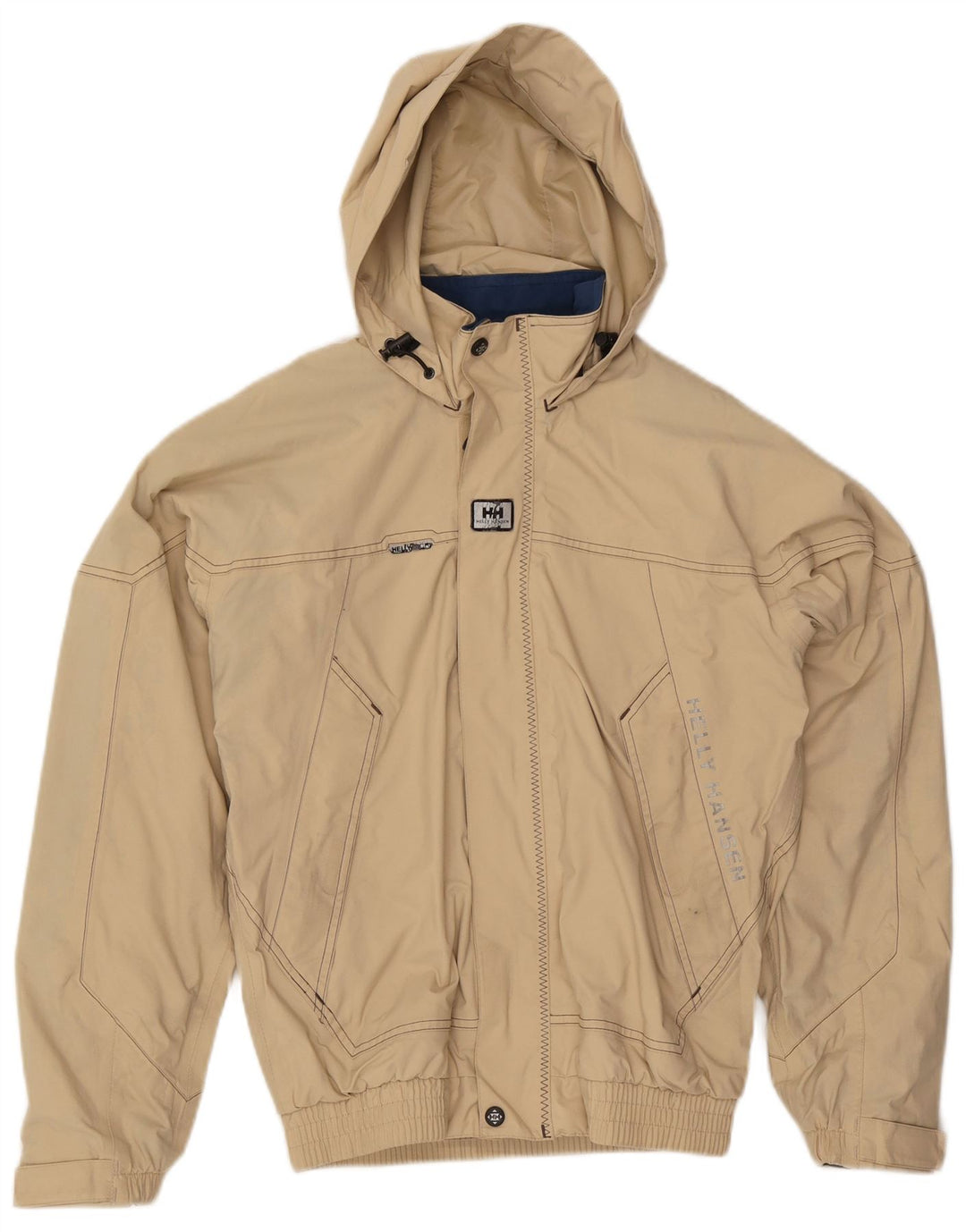Giubbotto bomber con cappuccio grafico da uomo Helly Hansen UK 36 piccolo nylon beige