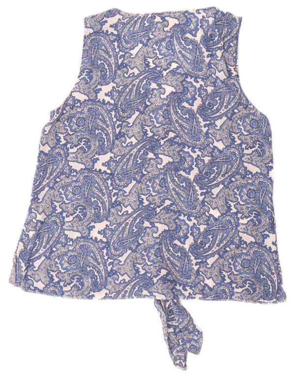MICHAEL KORS Camicetta senza maniche da donna Top UK 16 Large Blue Paisley