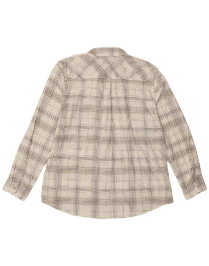 Camicia in flanella da donna Eddie Bauer UK 18 XL cotone scozzese bianco sporco