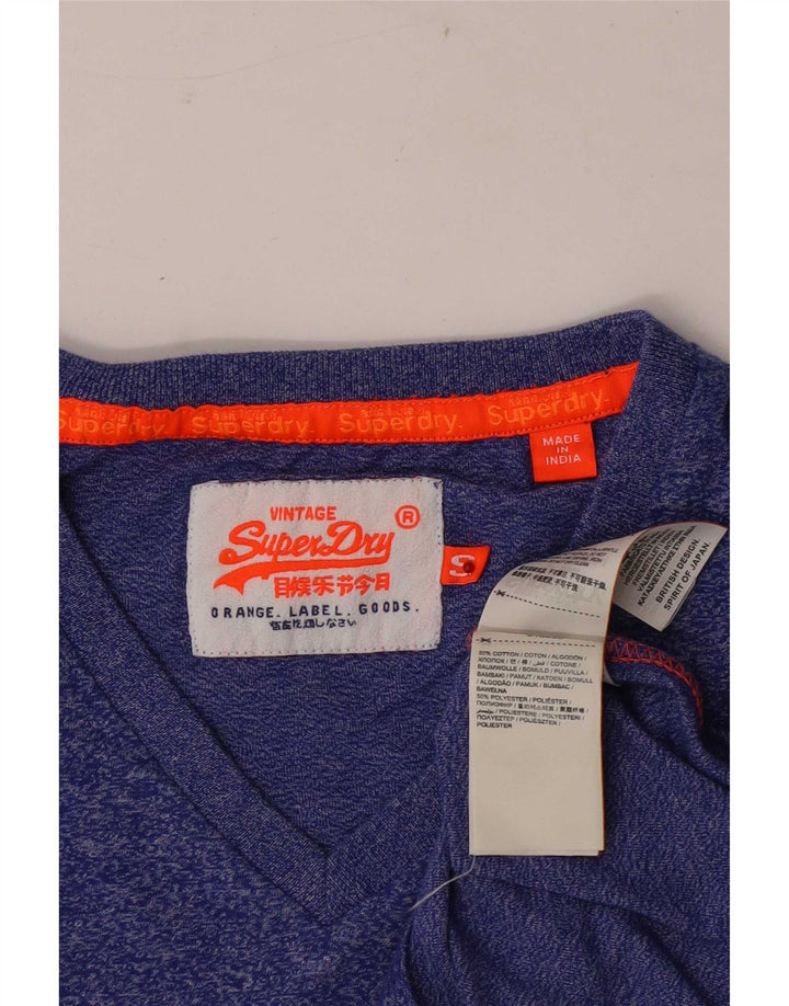 T-shirt da uomo Superdry Top Small in cotone chiazzato blu