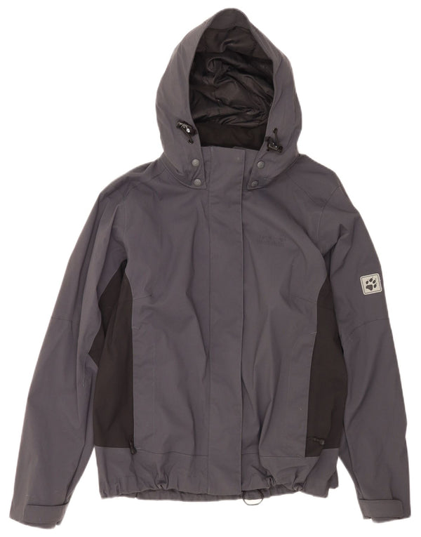 Giacca antipioggia con cappuccio da donna Jack Wolfskin UK 18/20 XL Blu navy color block