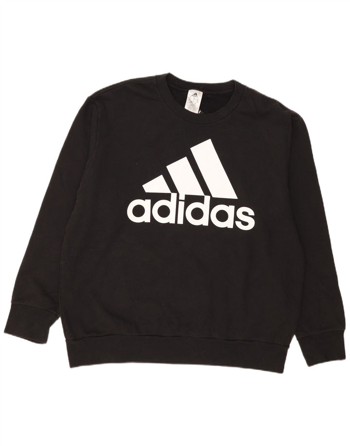 Felpa grafica da uomo Adidas Jumper XL in cotone nero