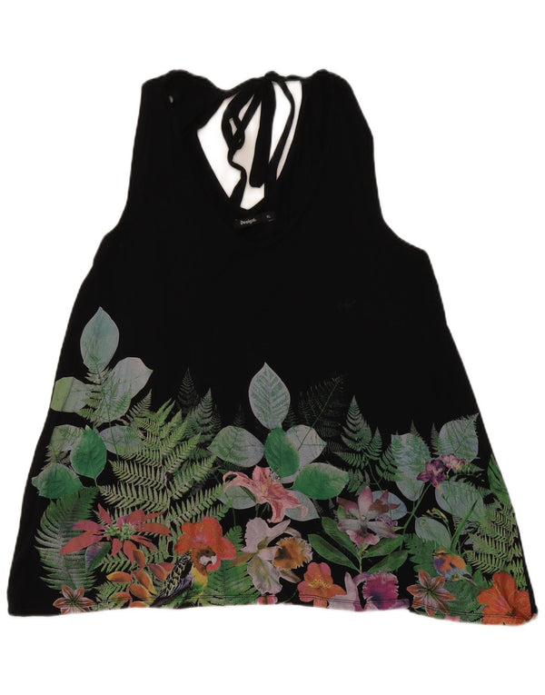 Desigual Donna Camicetta Top UK 18 XL Nero Floreale
