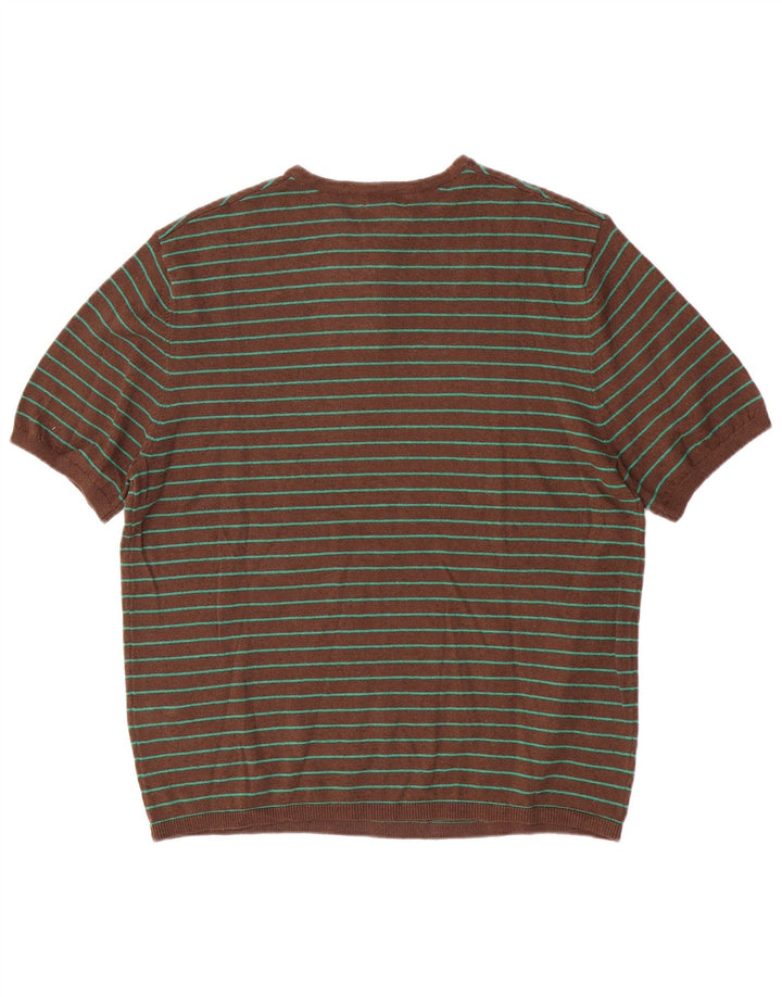 T-shirt Zara da uomo Top in cotone a righe marrone medio