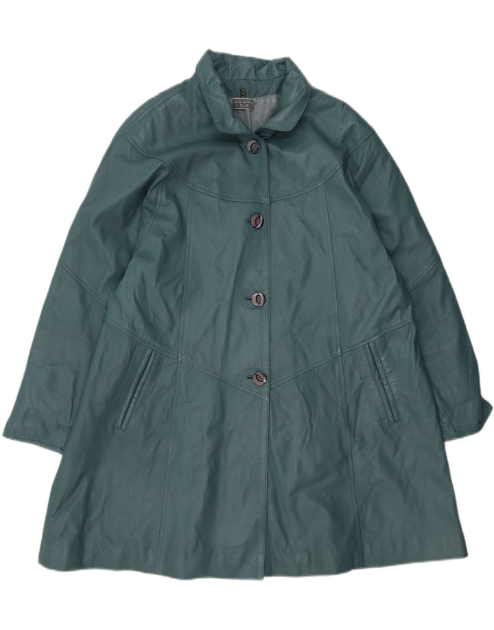 Cappotto in pelle oversize da donna Via Appia UK 14 Pelle blu medio