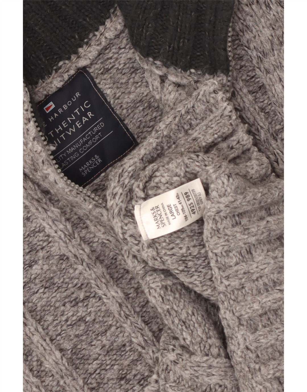 MARKS & SPENCER Maglione da uomo con collo con zip UK 41/43 Grande Grigio