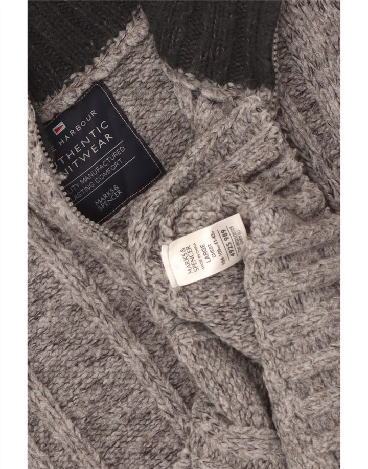 MARKS & SPENCER Maglione da uomo con collo con zip UK 41/43 Grande Grigio