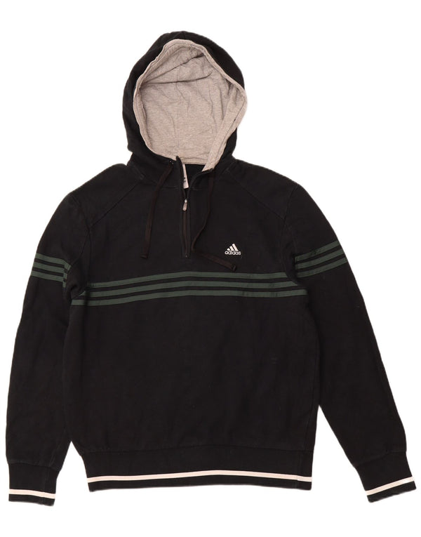 Maglione con cappuccio grafico da uomo con zip e collo ADIDAS UK 40/42 Medio Blu navy