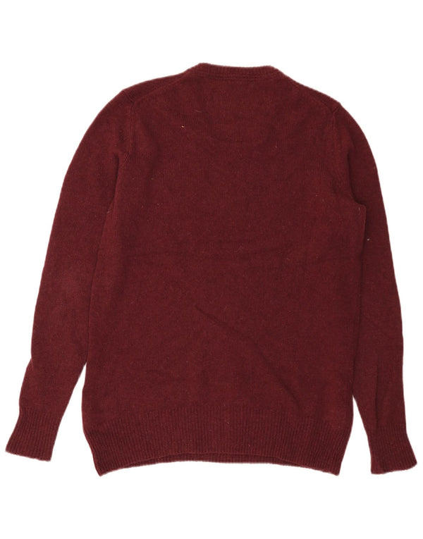 Maglione da uomo con scollo a V SUPERDRY piccolo in lana d'agnello bordeaux