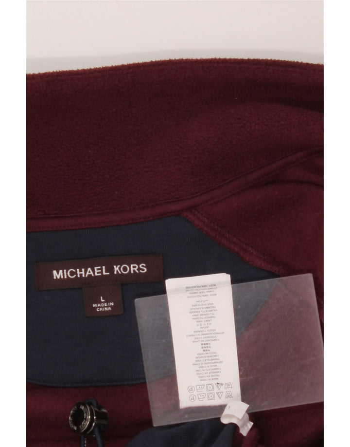 MICHAEL KORS Giacca in pile da uomo UK 40 Large Poliestere color block bordeaux