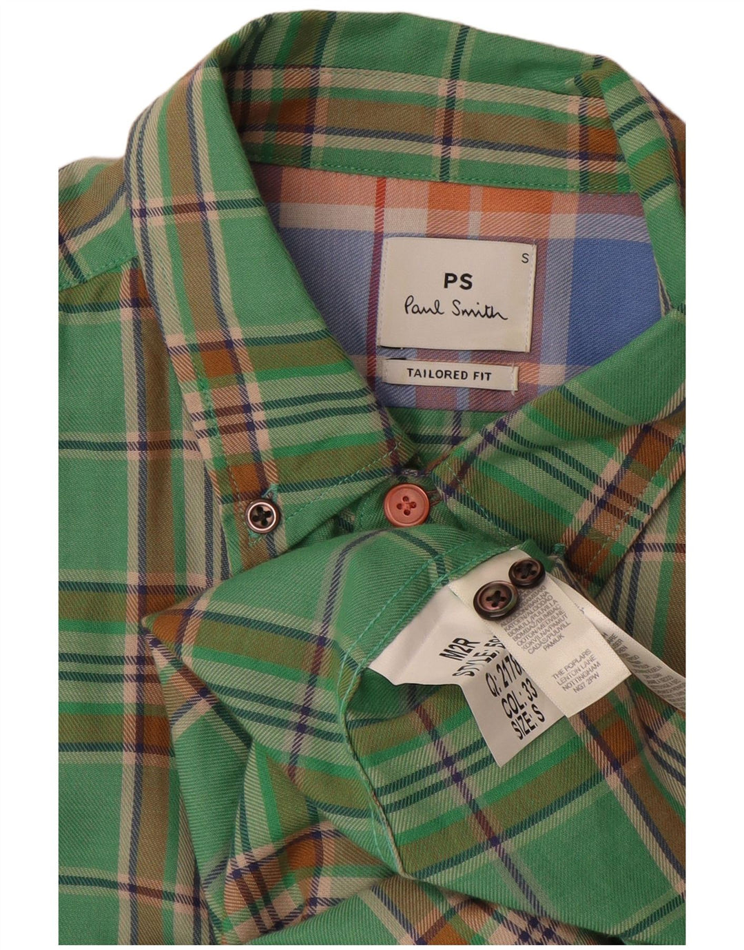 PAUL SMITH Camicia da uomo su misura in flanella, piccolo cotone a quadri verdi