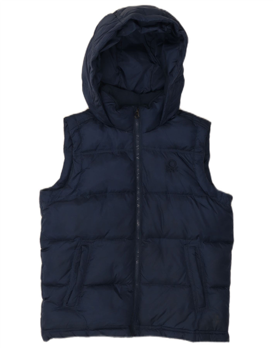Gilet imbottito con cappuccio per ragazzi BENETTON 11-12 anni 2XL Blu Navy Poliammide