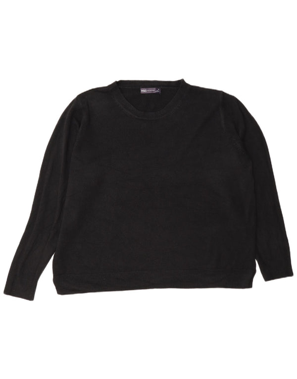 Maglione maglione girocollo vestibilità regolare da donna Marks & Spencer UK 22 2XL Nero