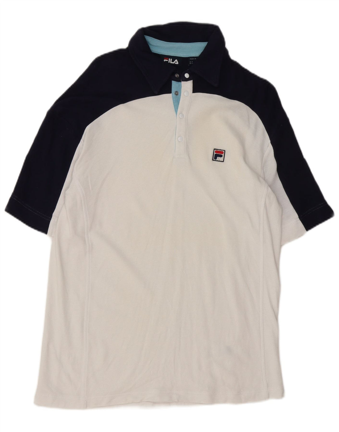 Polo da uomo Fila Small in cotone color block bianco