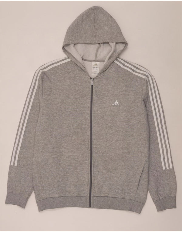 Maglione con cappuccio e zip da uomo Adidas 2XL cotone chiazzato grigio