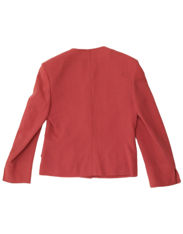 Giacca blazer da donna a 4 bottoni Jaeger UK 8 piccola lana rosa