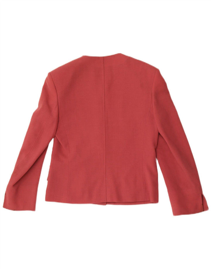 Giacca blazer da donna a 4 bottoni Jaeger UK 8 piccola lana rosa