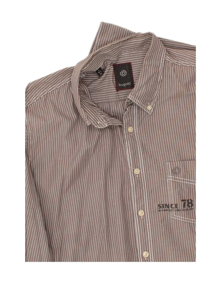 BUGATTI Mens Shirt Size 16 1/2 42 Large Grey Pinstripe Cotton Vintage Bugatti and Second-Hand Bugatti from Messina Hembry 