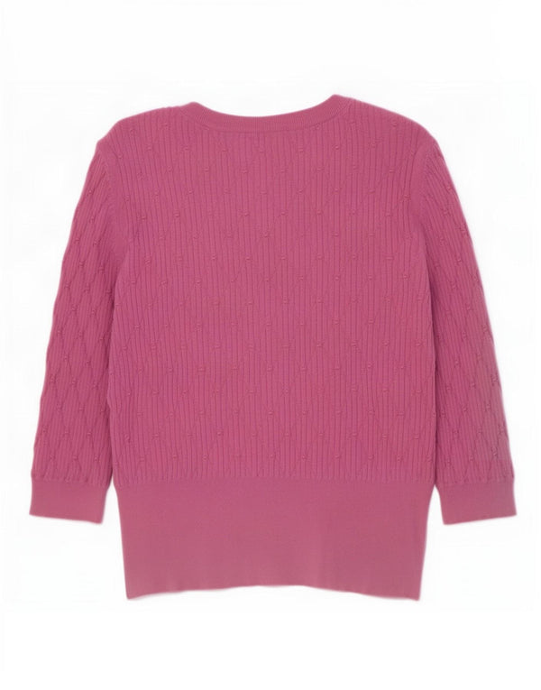 Maglione corto con scollo a V da donna Marks & Spencer UK 12 Rosa medio