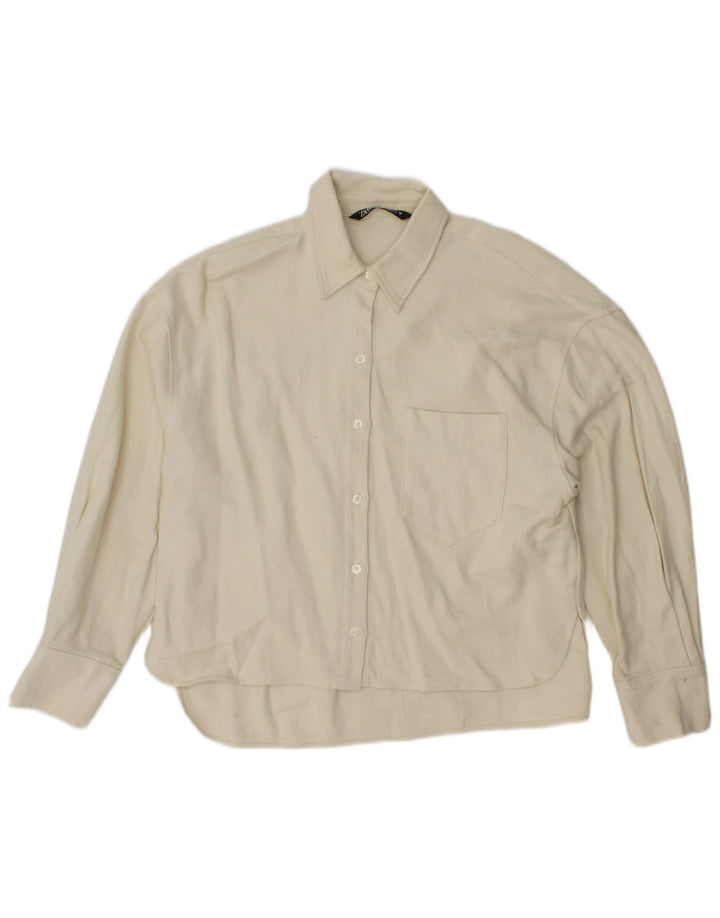 Camicia oversize da donna Zara UK 6 XS cotone bianco sporco