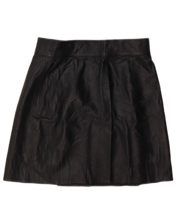 Gonna in pelle vintage da donna W28 media nera