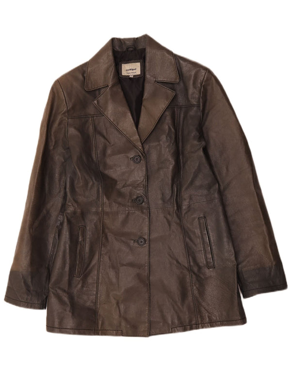 Conbipel Womens Leather Coat IT 46 Large Brown