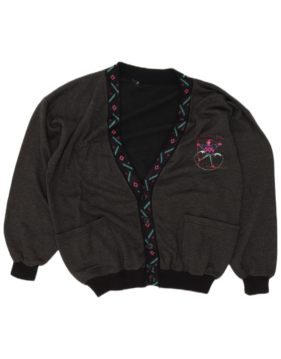 Maglione cardigan da uomo vintage XL grigio geometrico