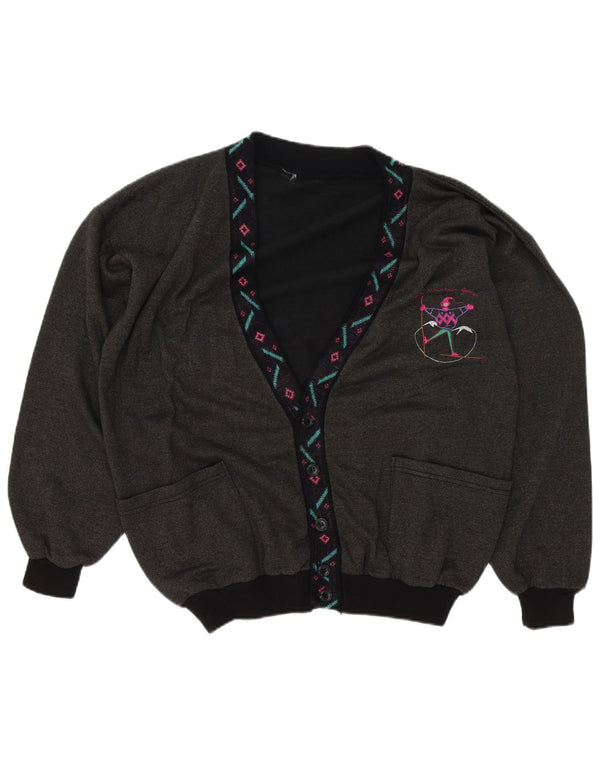Maglione cardigan da uomo vintage XL grigio geometrico