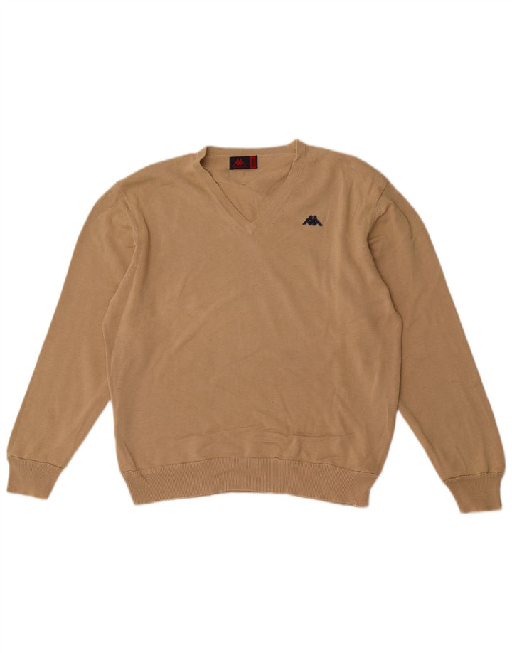 Maglione Kappa da uomo con scollo a V, beige medio