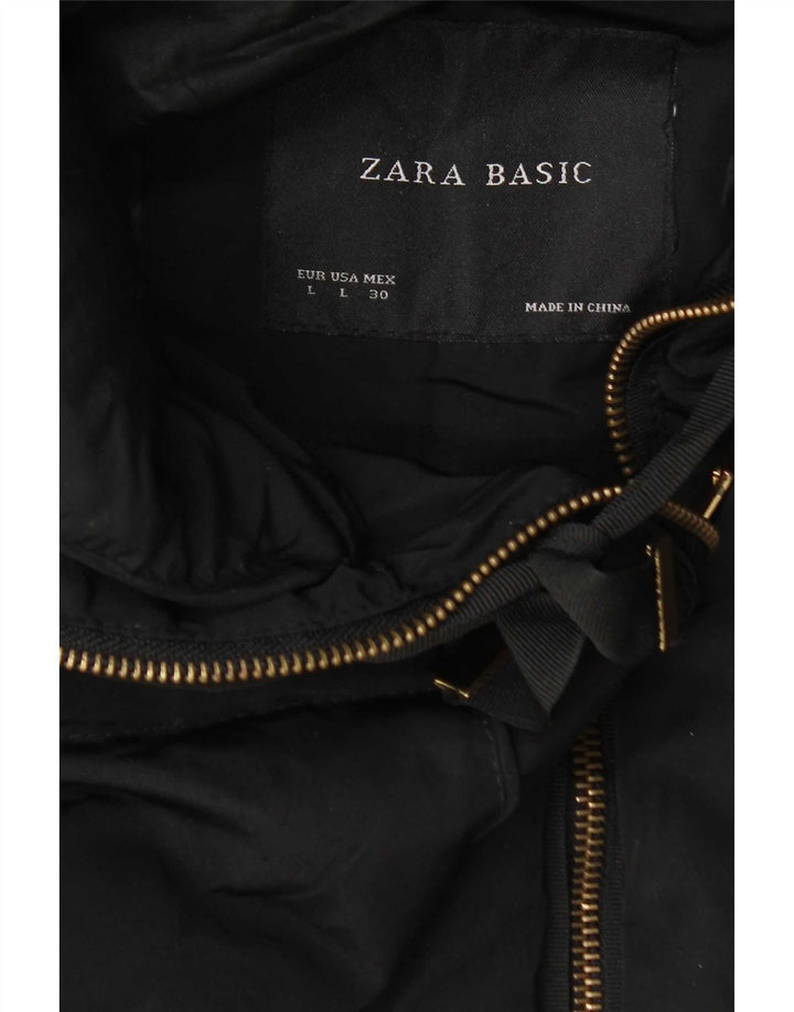 Cappotto imbottito con cappuccio da donna Zara UK 14 grande nero