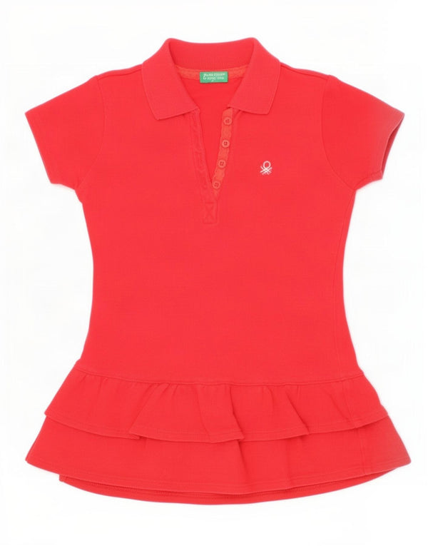 Abito Polo Benetton Neonata 18-24 Mesi Rosso