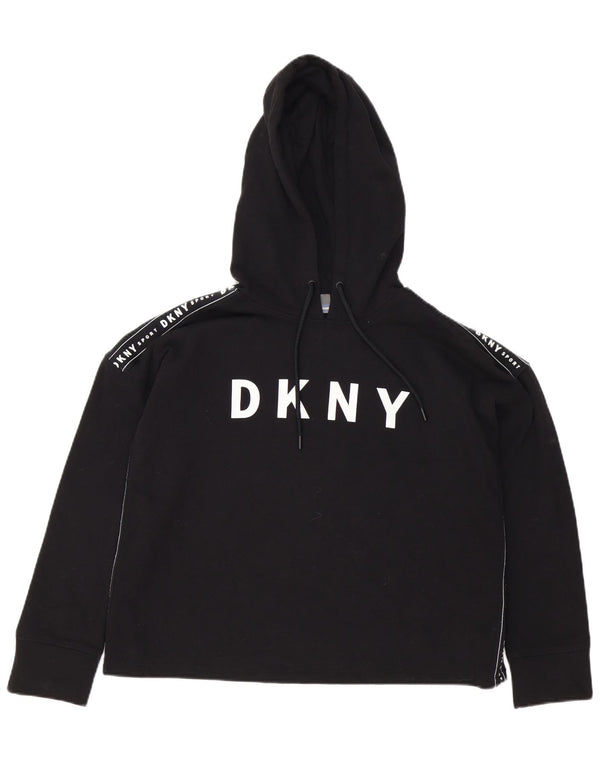 Maglione con cappuccio grafico da donna Dkny UK 14 cotone nero medio