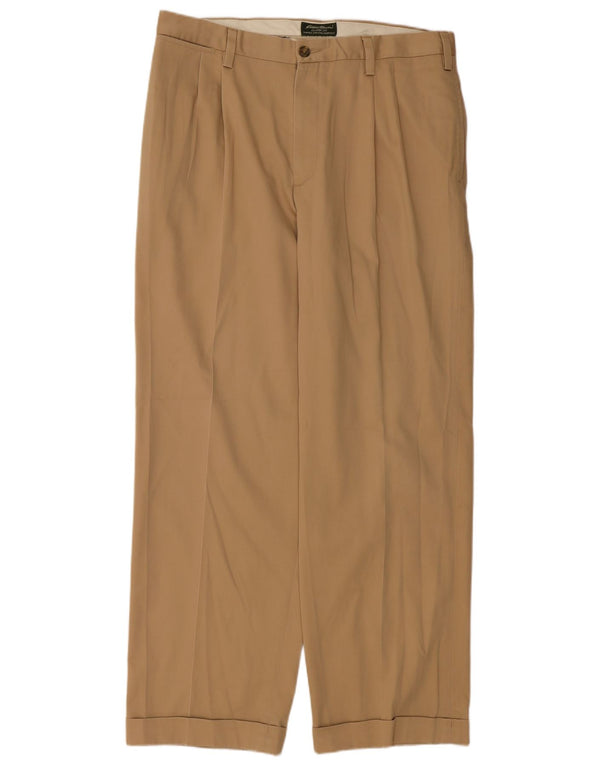 EDDIE BAUER Pantaloni chino con pegged vestibilità classica da uomo W36 L32 in cotone beige