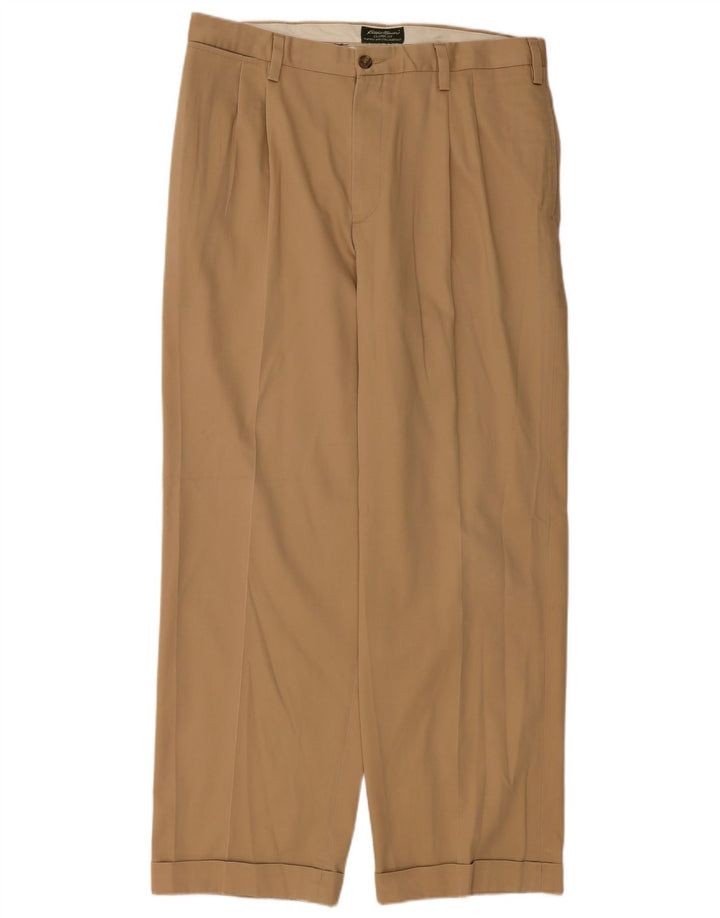 EDDIE BAUER Pantaloni chino con pegged vestibilità classica da uomo W36 L32 in cotone beige