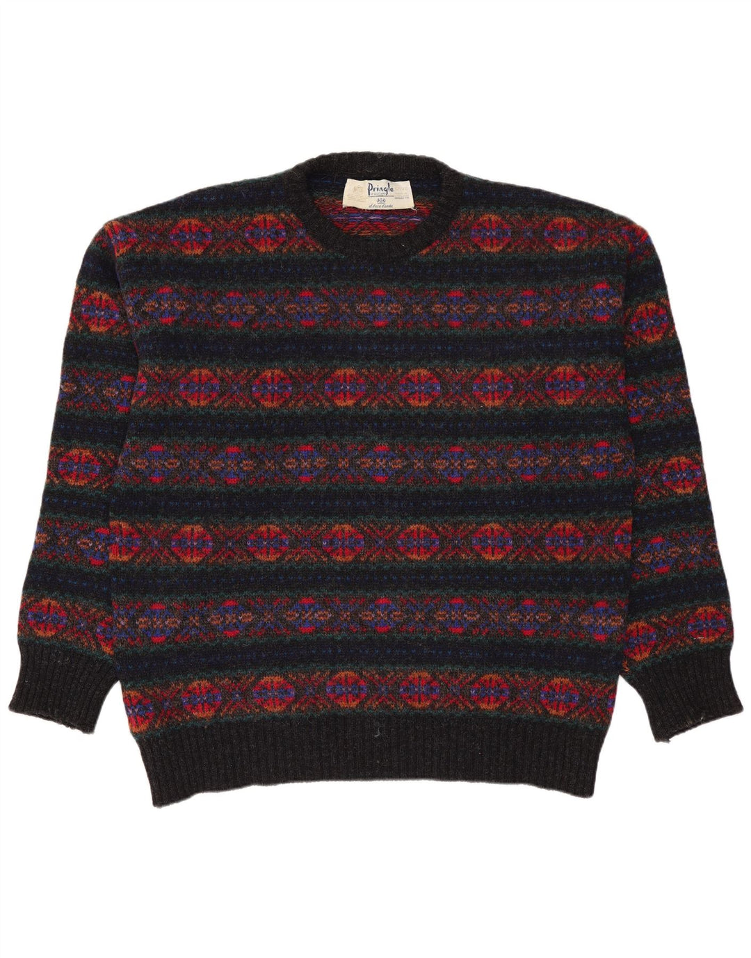 Maglione maglione girocollo da uomo Pringle taglia 42 grande Fair Isle multicolore