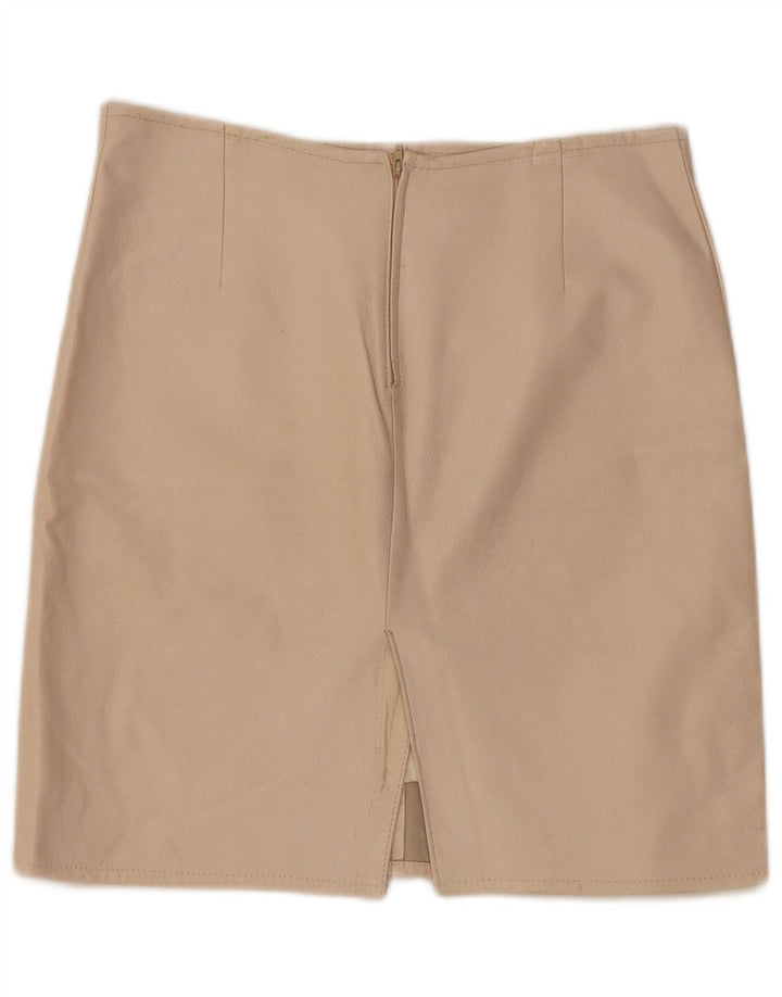 Gonna in pelle vintage da donna W30 beige medio