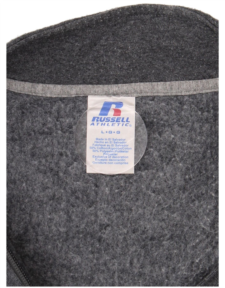 RUSSELL ATHLETIC Felpa da uomo con collo con zip, maglione grande, cotone grigio