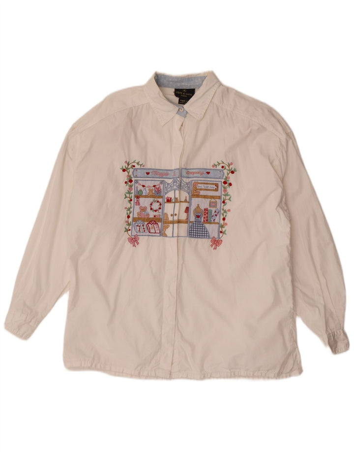 Cote A Camicia grafica da donna Taglia unica in cotone floreale bianco