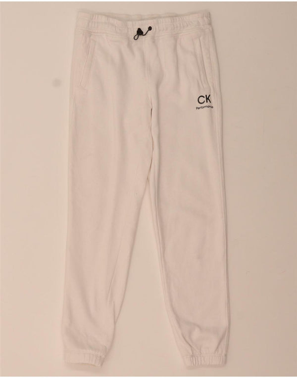 CALVIN KLEIN Pantaloni da tuta con grafica da uomo Joggers XS Cotone bianco