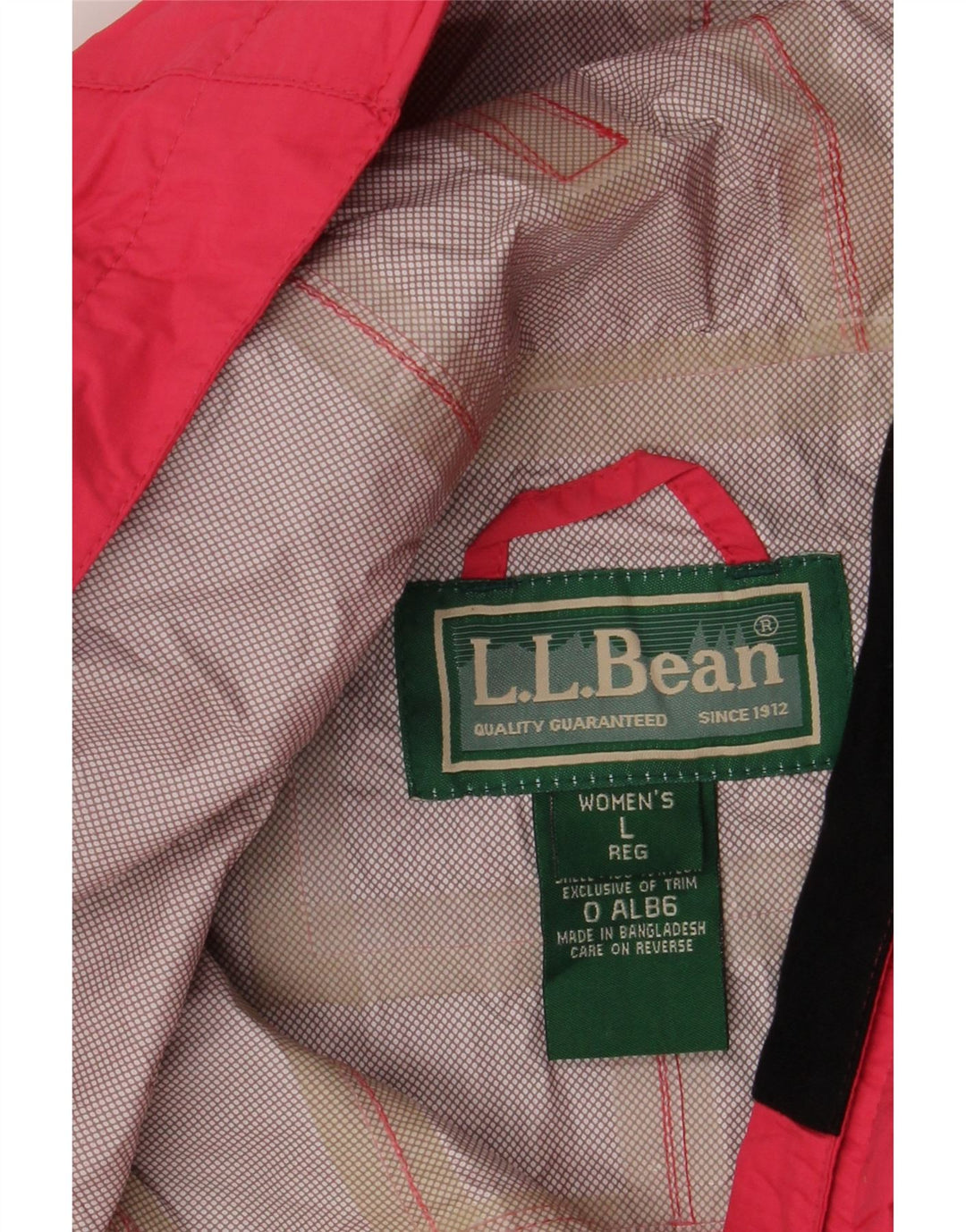 Giacca antipioggia con cappuccio da donna L.L.Bean UK 16 Large Pink Nylon
