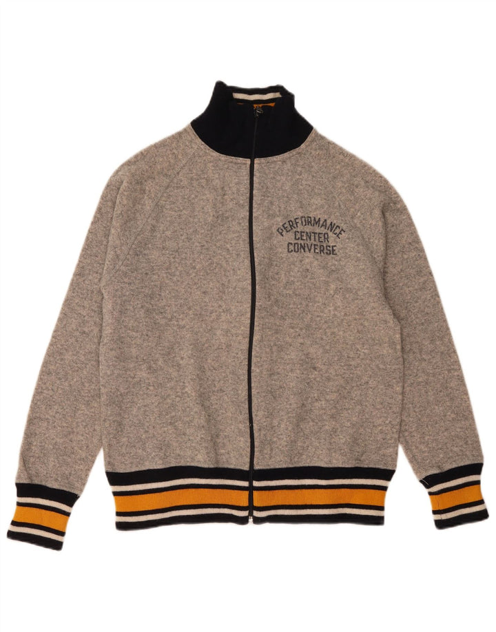 Maglione cardigan grafico da uomo Converse piccolo color grigio
