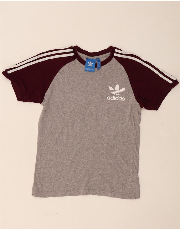 T-shirt da uomo ADIDAS Top Small in cotone color block grigio