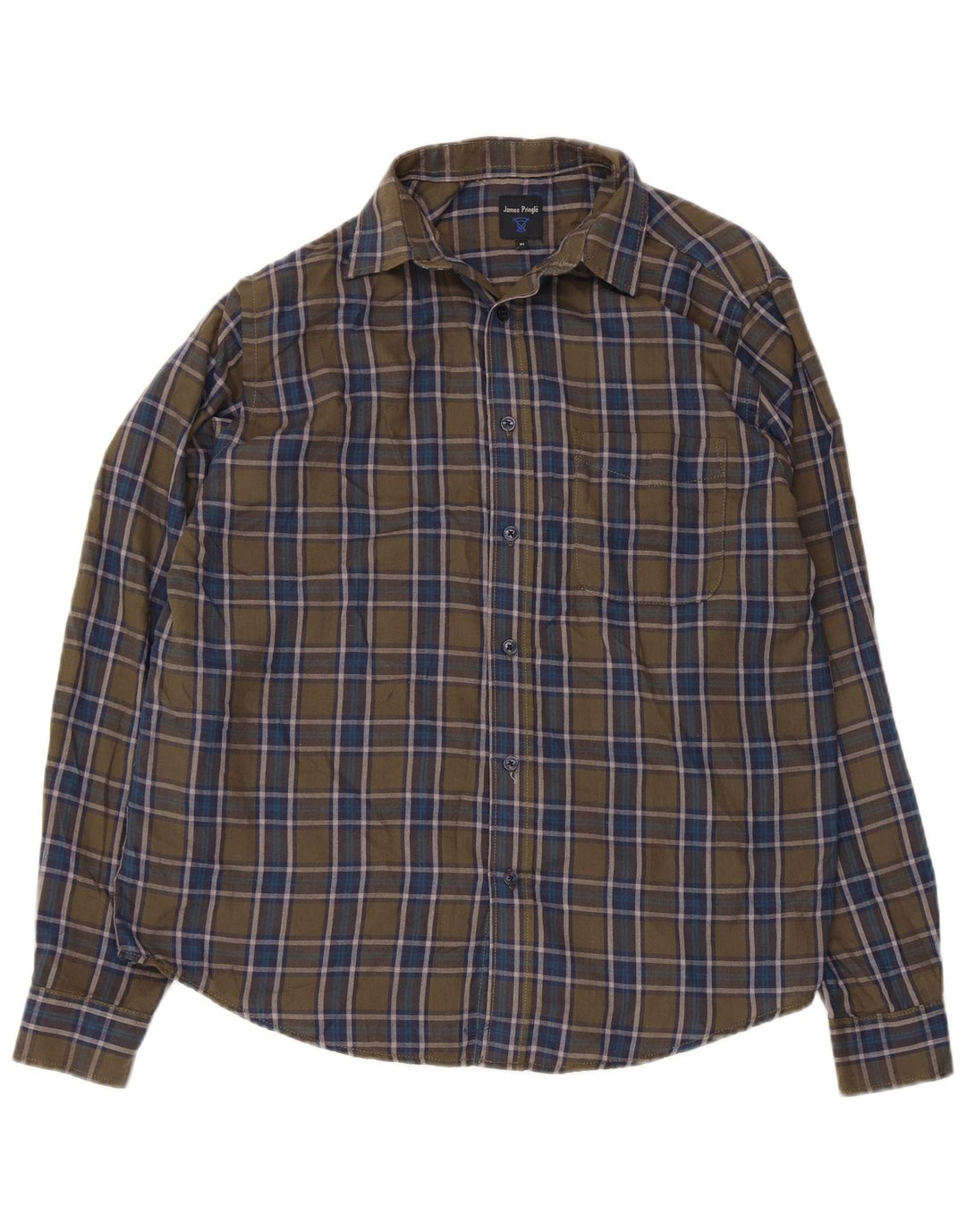 JAMES PRINGLE Camicia da uomo in flanella Poliestere a quadri kaki medio